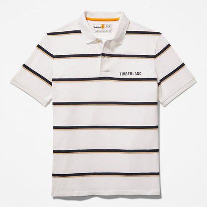 Mens Timberland Zealand River Striped Polo Shirt for Men in White