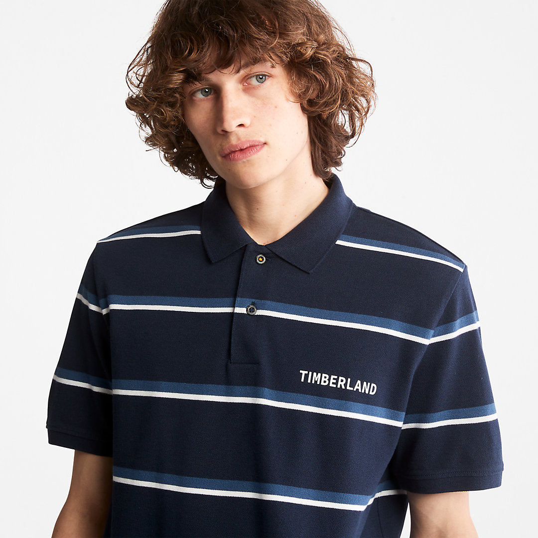 Mens Timberland Zealand River Striped Polo Shirt for Men in Navy
