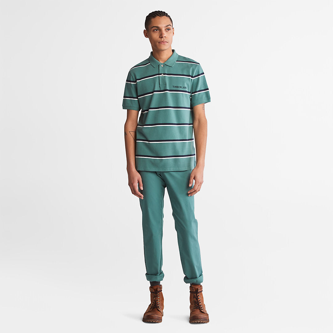 Mens Timberland Zealand River Striped Polo Shirt for Men in Green