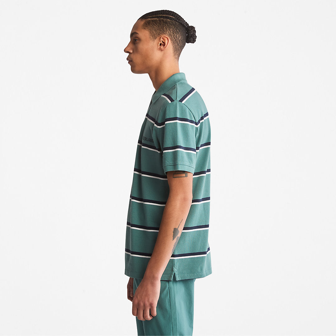 Mens Timberland Zealand River Striped Polo Shirt for Men in Green