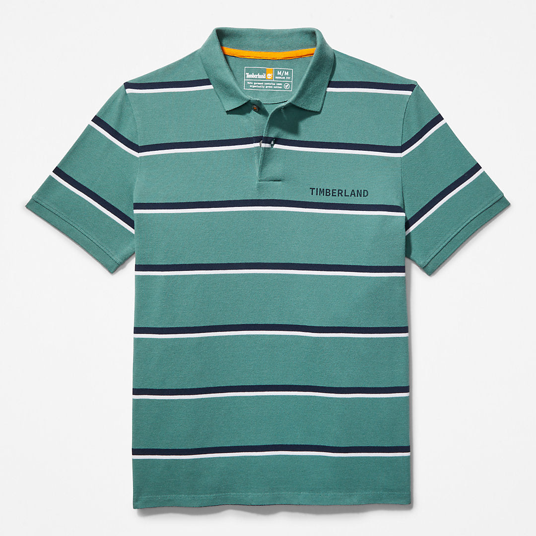 Mens Timberland Zealand River Striped Polo Shirt for Men in Green