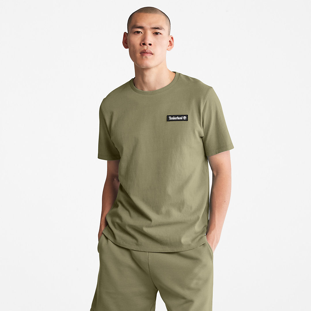 Mens Timberland All Gender Heavyweight Badge T-Shirt in Dark Green