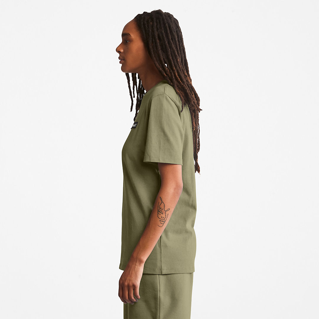 Mens Timberland All Gender Heavyweight Badge T-Shirt in Dark Green