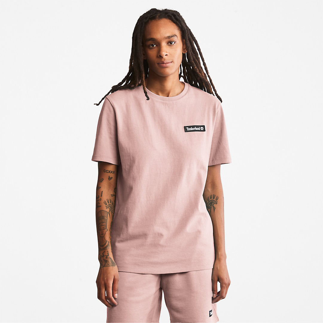 Mens Timberland All Gender Heavyweight Badge T-Shirt in Pink