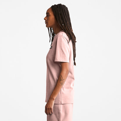 Mens Timberland All Gender Heavyweight Badge T-Shirt in Pink