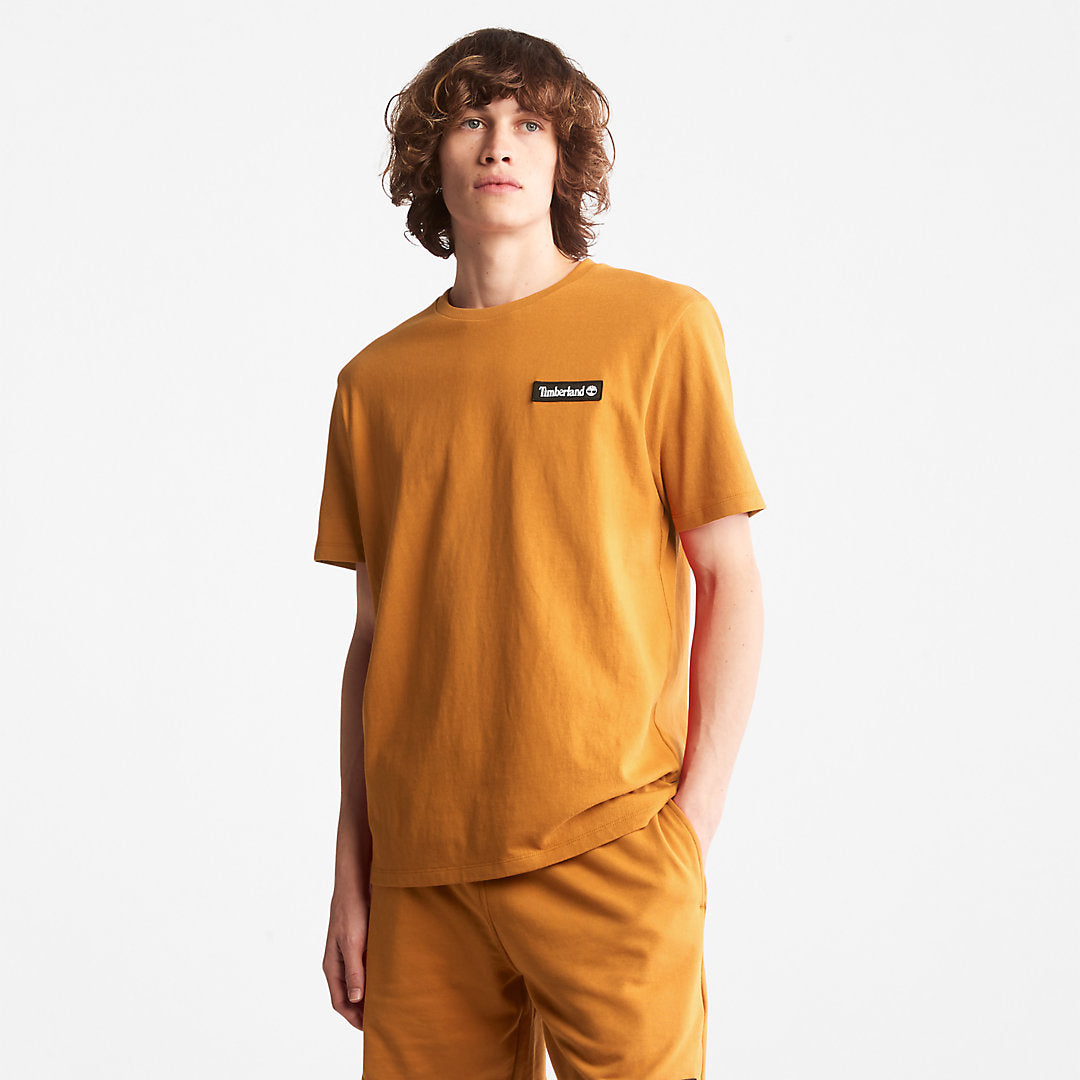 Mens Timberland All Gender Heavyweight Badge T-Shirt in Yellow
