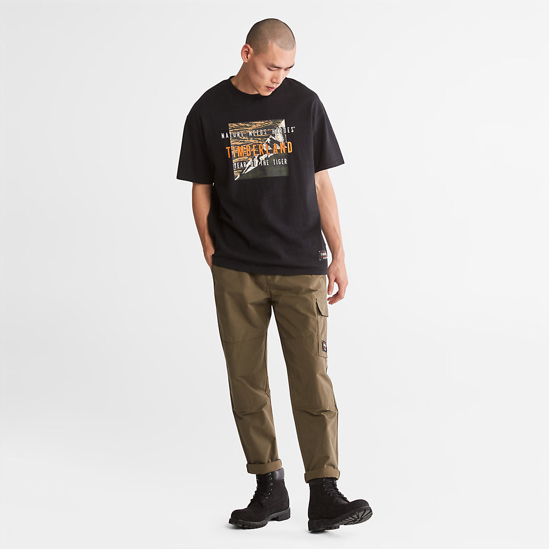 Mens Timberland Year of the Tiger T-Shirt for Men in Black