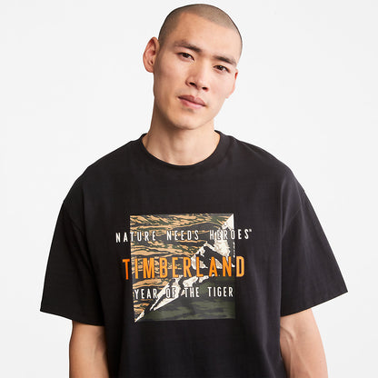 Mens Timberland Year of the Tiger T-Shirt for Men in Black