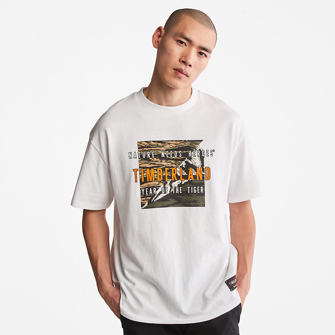 Mens Timberland Year of the Tiger T-Shirt for Men in White