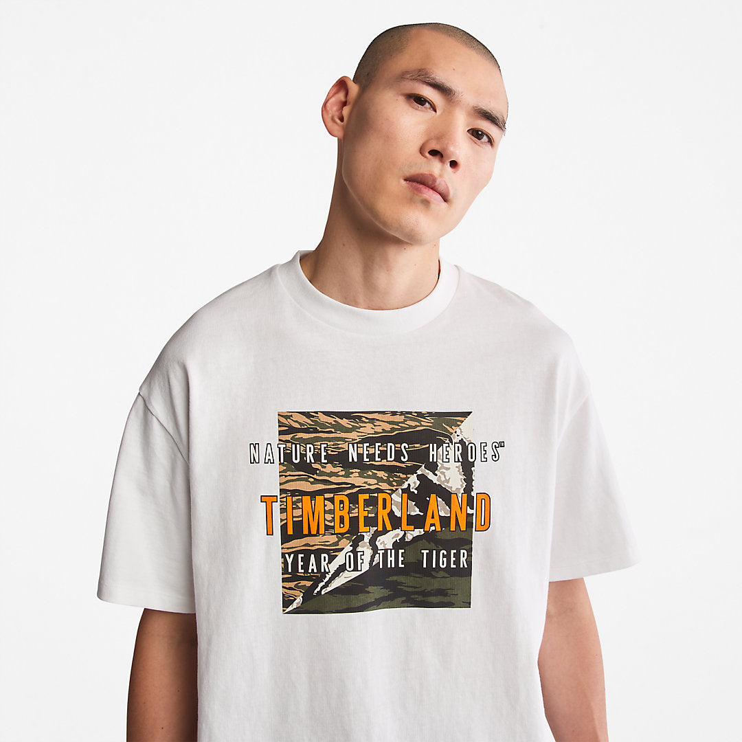 Mens Timberland Year of the Tiger T-Shirt for Men in White