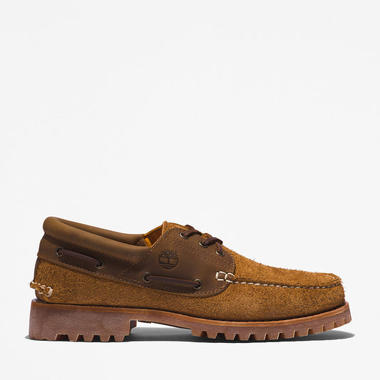 Mens Timberland Timberland® 3-Eye Lug Handsewn Boat Shoe for Men in Medium Brown
