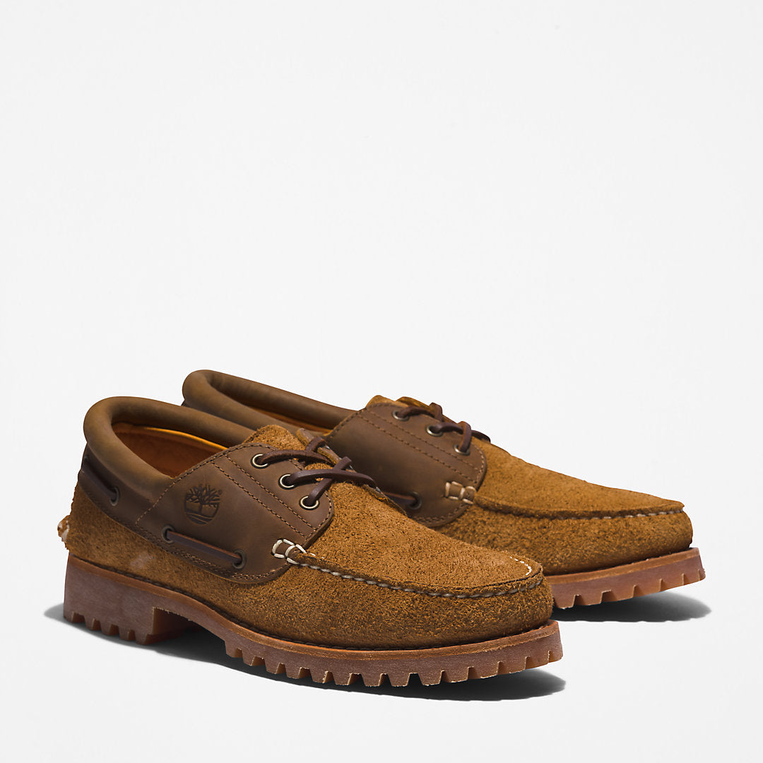 Mens Timberland Timberland® 3-Eye Lug Handsewn Boat Shoe for Men in Medium Brown