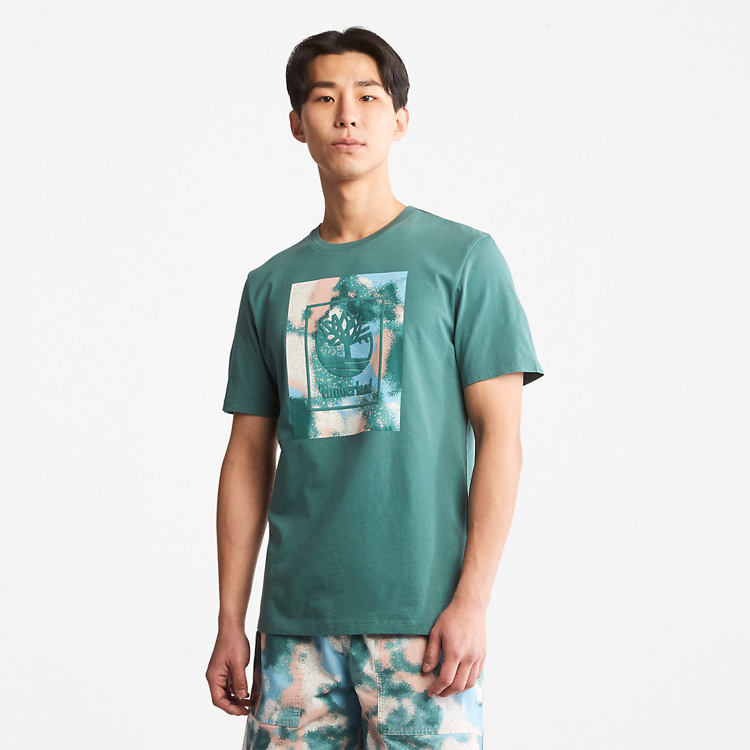 Mens Timberland Storytelling Logo T-Shirt for Men in Teal