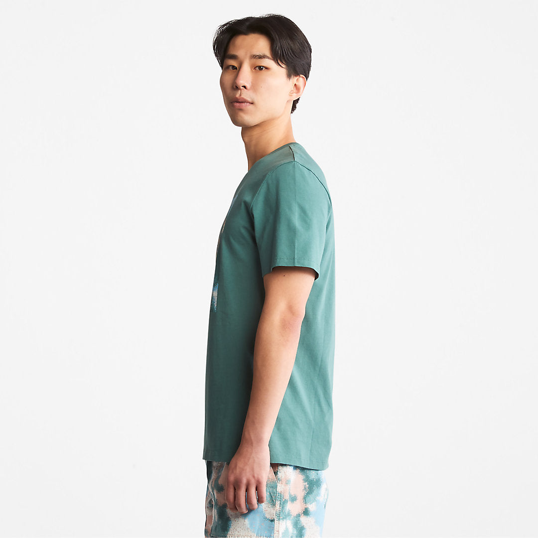 Mens Timberland Storytelling Logo T-Shirt for Men in Teal