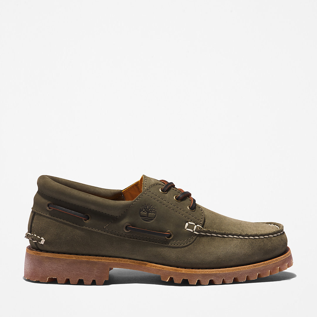 Mens Timberland Timberland® 3-Eye Lug Handsewn Boat Shoe for Men in Dark Green