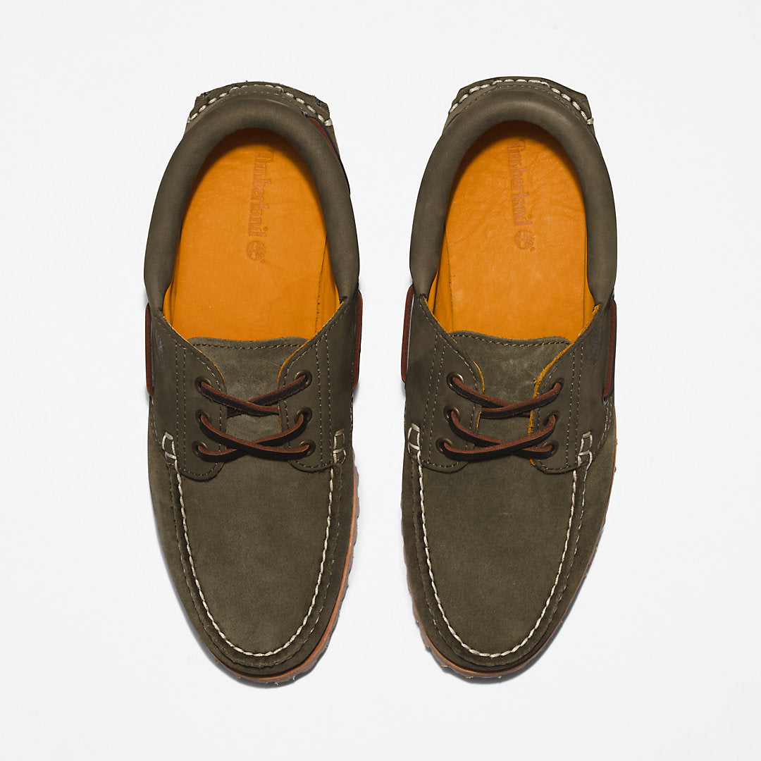 Mens Timberland Timberland® 3-Eye Lug Handsewn Boat Shoe for Men in Dark Green