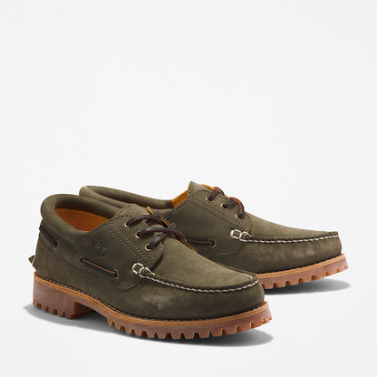 Mens Timberland Timberland® 3-Eye Lug Handsewn Boat Shoe for Men in Dark Green