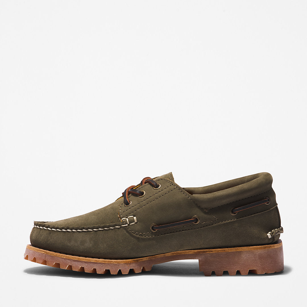 Mens Timberland Timberland® 3-Eye Lug Handsewn Boat Shoe for Men in Dark Green