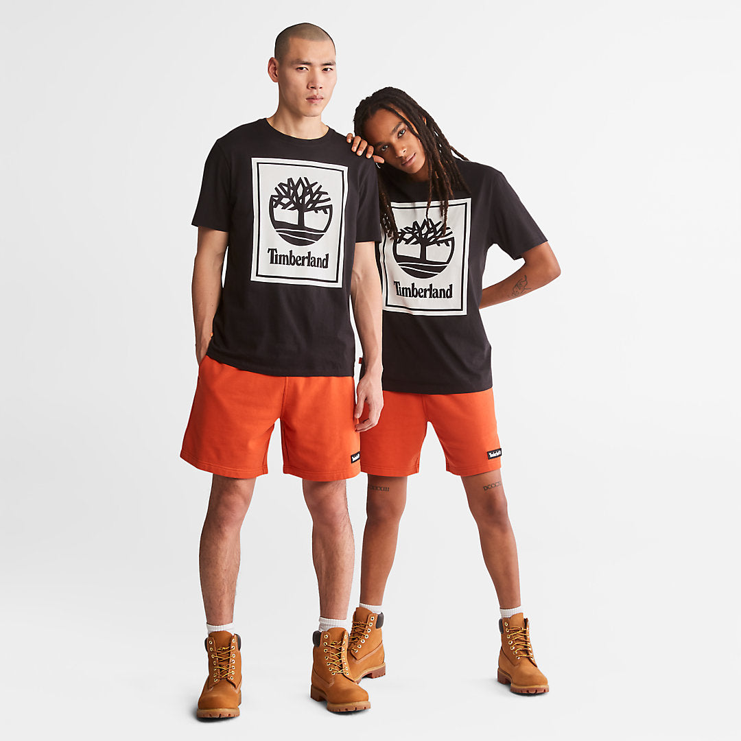 Mens Timberland Stack Logo T-Shirt for Men in Black/White