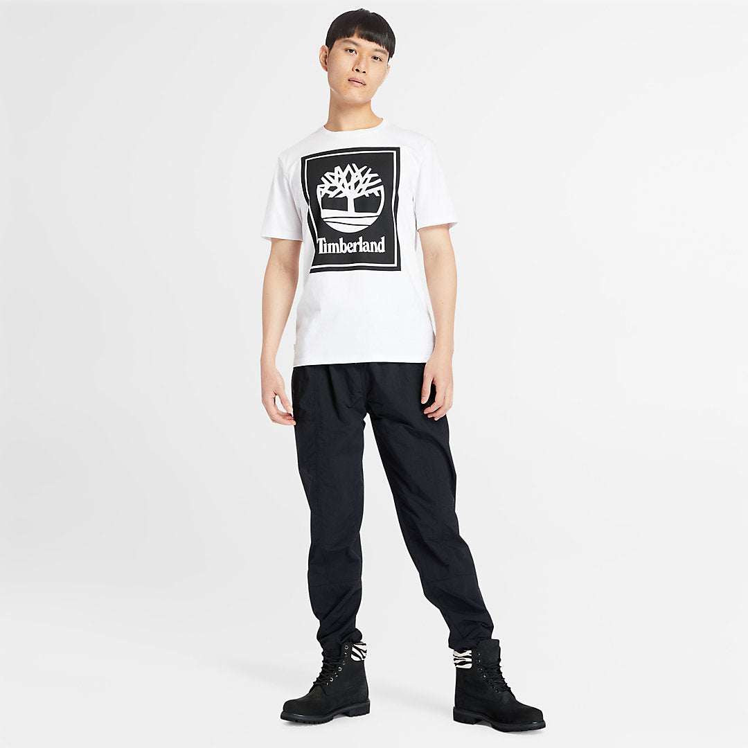 Mens Timberland Stack Logo T-Shirt for Men in White