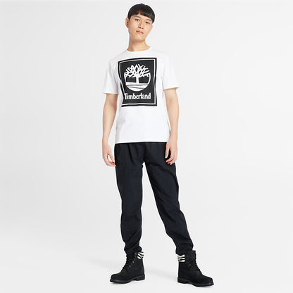 Mens Timberland Stack Logo T-Shirt for Men in White