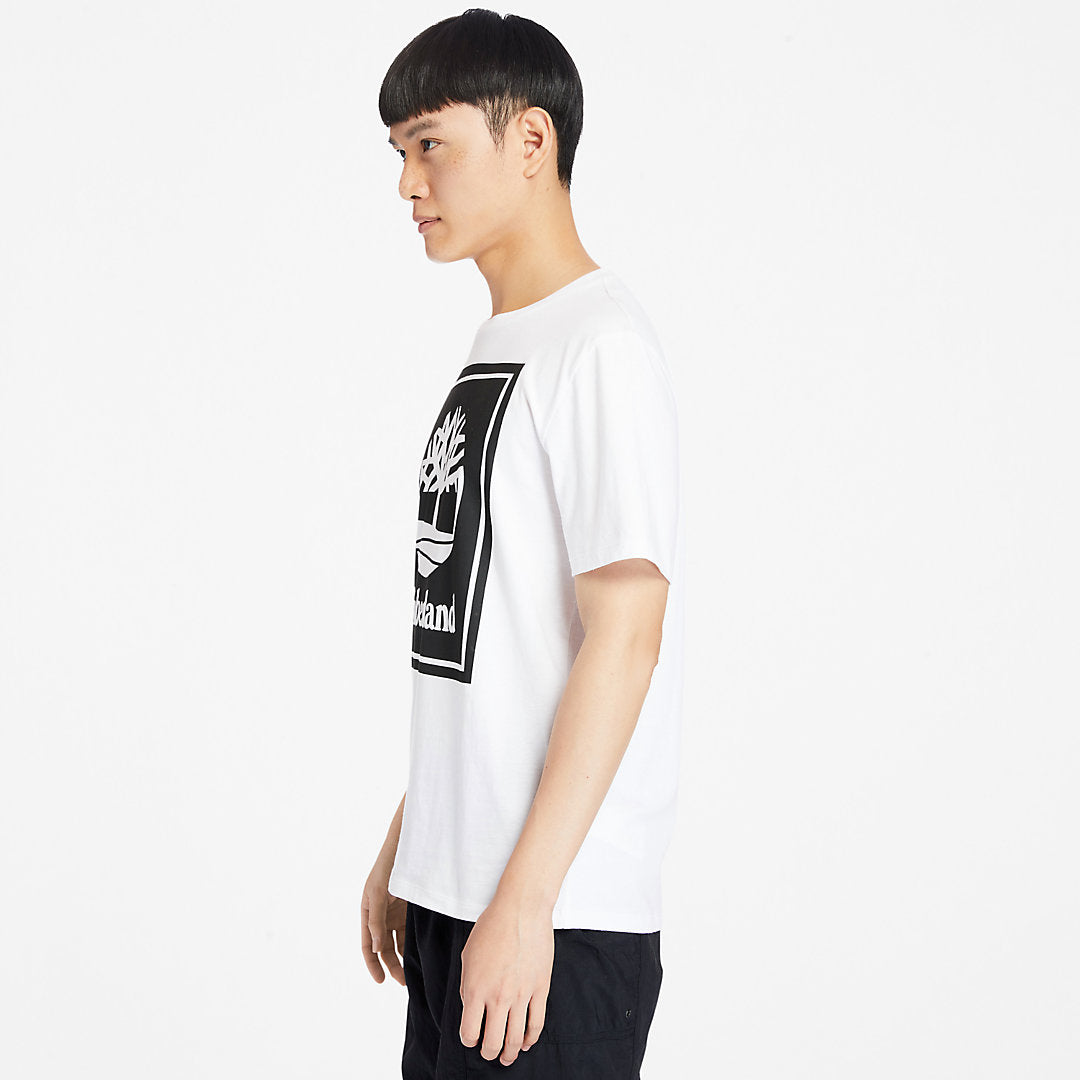 Mens Timberland Stack Logo T-Shirt for Men in White