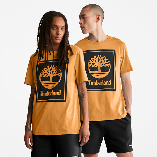 Mens Timberland Stack Logo T-Shirt for Men in Orange/Black
