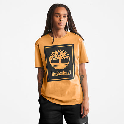 Mens Timberland Stack Logo T-Shirt for Men in Orange/Black