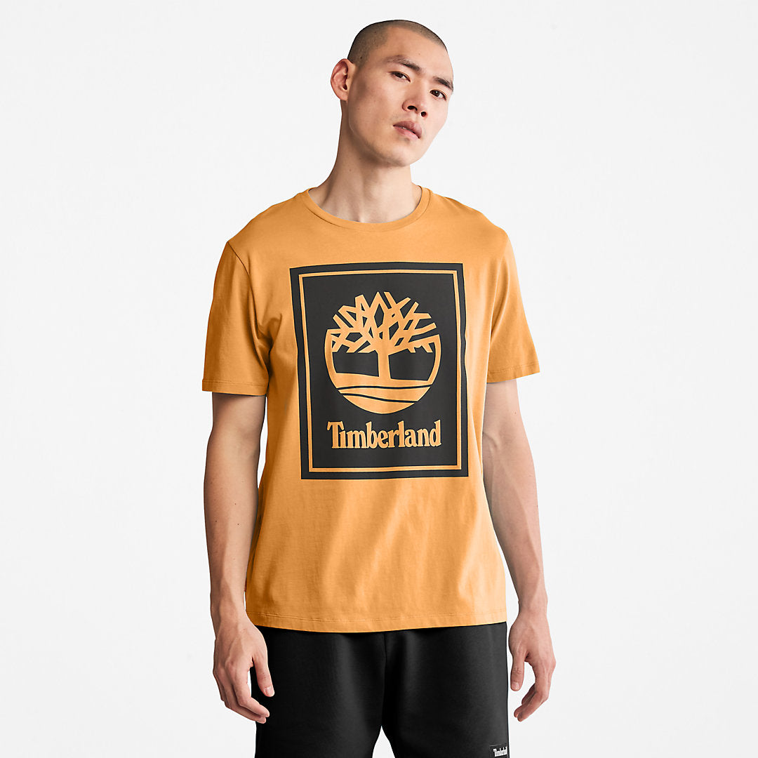 Mens Timberland Stack Logo T-Shirt for Men in Orange/Black