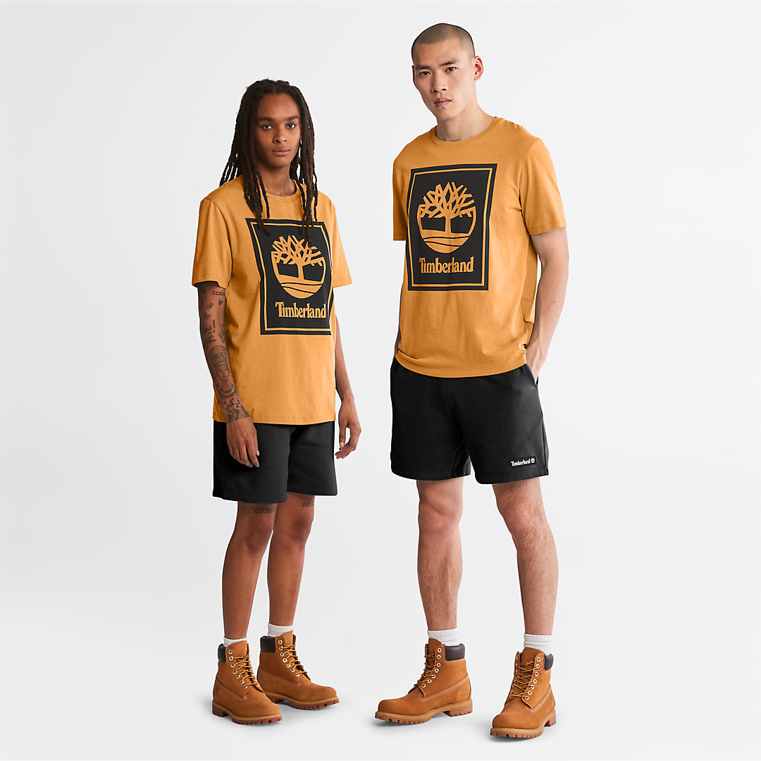 Mens Timberland Stack Logo T-Shirt for Men in Orange/Black