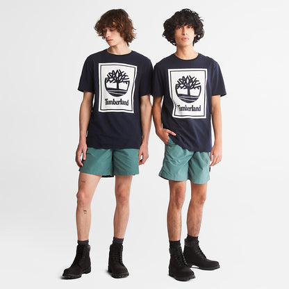 Mens Timberland Tree Logo T-Shirt for All Gender in Navy