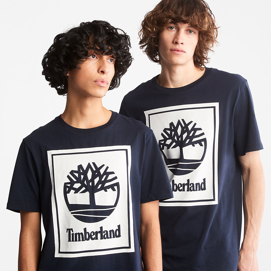 Mens Timberland Tree Logo T-Shirt for All Gender in Navy