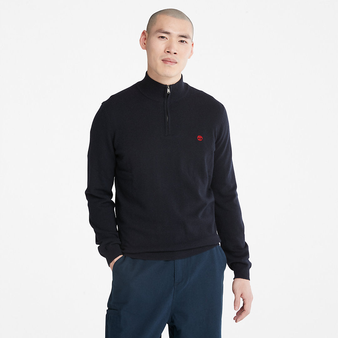 Mens Timberland Cohas Brook Zip-neck Sweater for Men in Navy