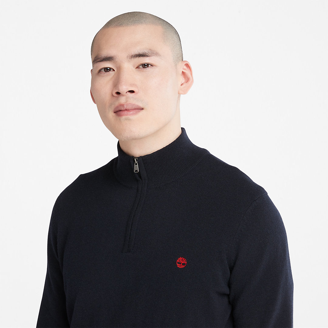 Mens Timberland Cohas Brook Zip-neck Sweater for Men in Navy