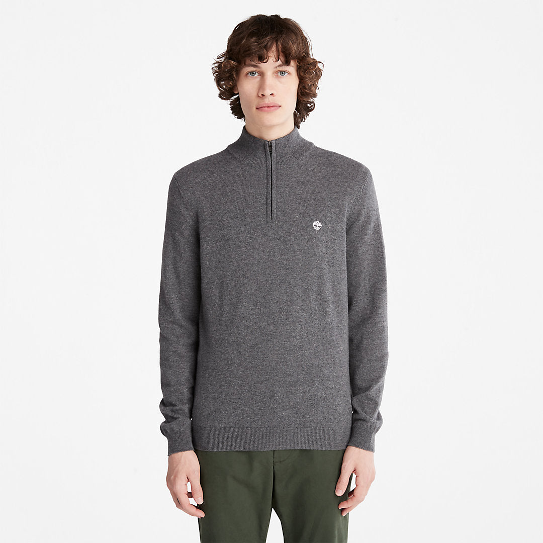 Mens Timberland Cohas Brook Zip-neck Sweater for Men in Dark Grey