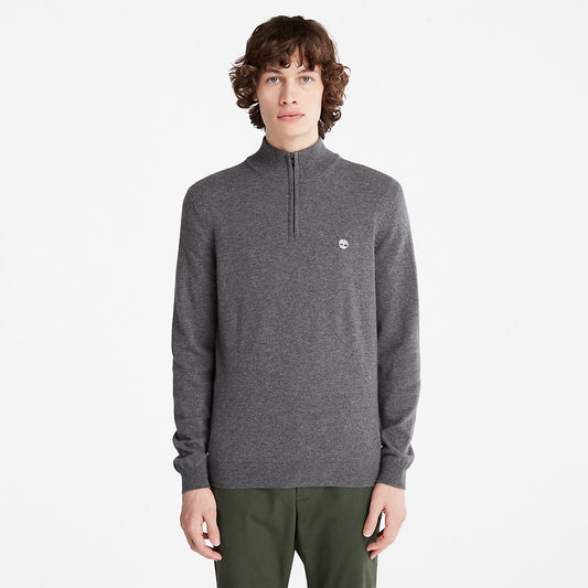 Mens Timberland Cohas Brook Zip-neck Sweater for Men in Dark Grey