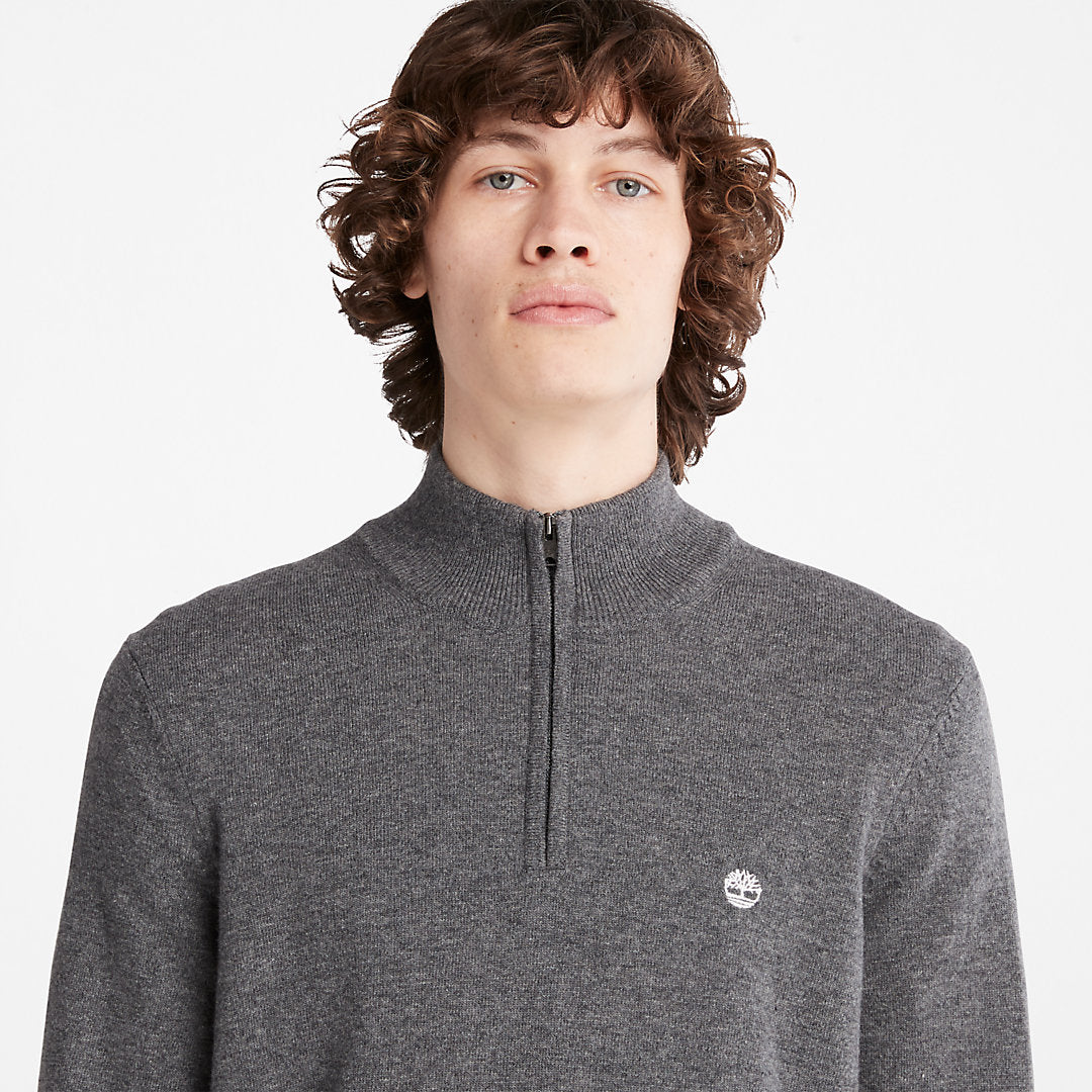 Mens Timberland Cohas Brook Zip-neck Sweater for Men in Dark Grey