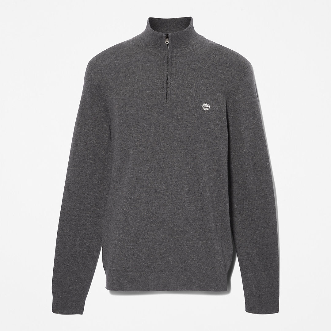 Mens Timberland Cohas Brook Zip-neck Sweater for Men in Dark Grey