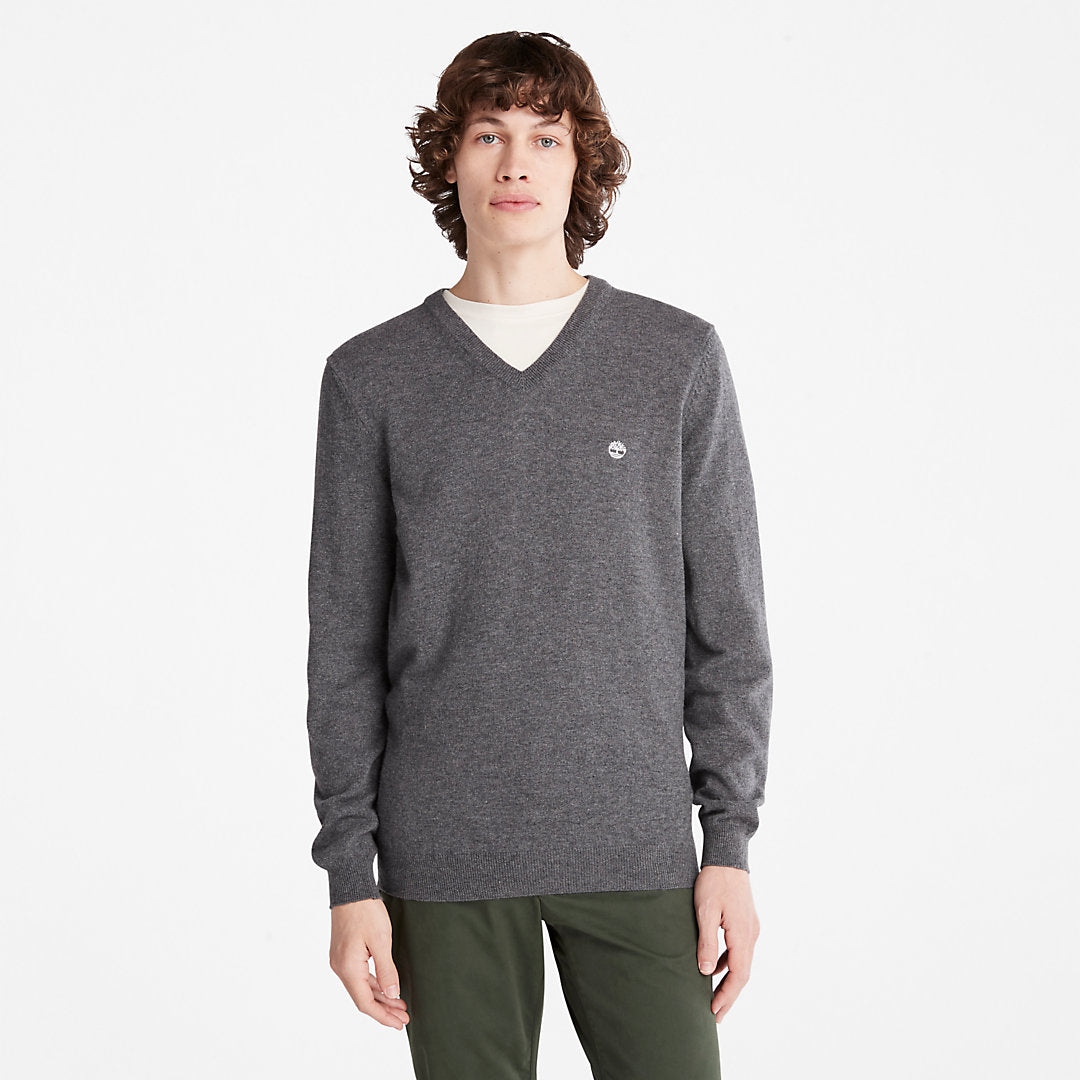 Mens Timberland Cohas Brook V-Neck Sweater for Men in Dark Grey