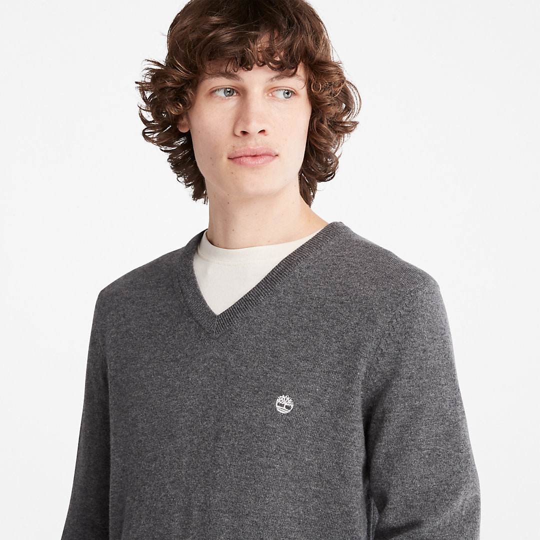 Mens Timberland Cohas Brook V-Neck Sweater for Men in Dark Grey