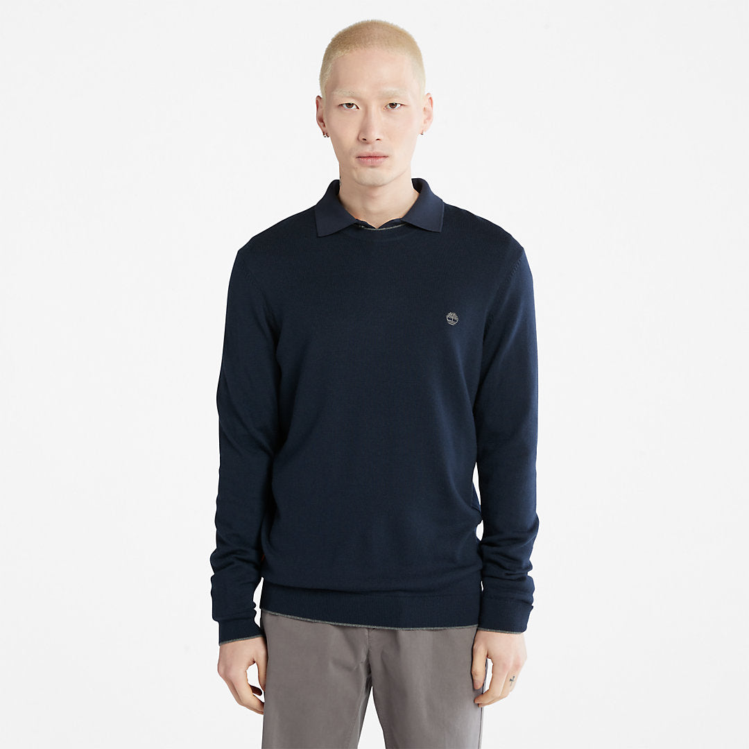 Mens Timberland Nissitissit River Merino Wool Sweater for Men in Navy