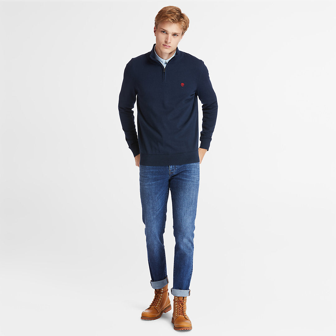 Mens Timberland Williams River Zip-neck Sweater for Men in Navy