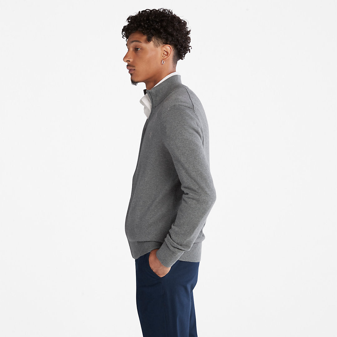 Mens Timberland Williams River Organic Cotton Zip Sweater for Men in Grey
