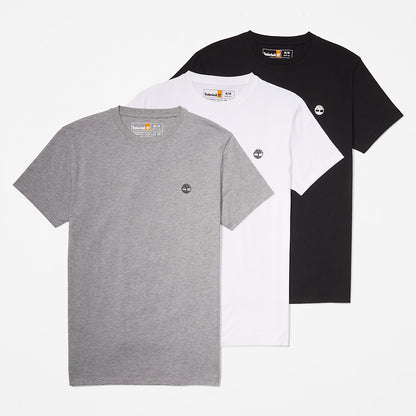 Mens Timberland 3xPack Organic Cotton T-Shirts for Men in Black, White, Grey