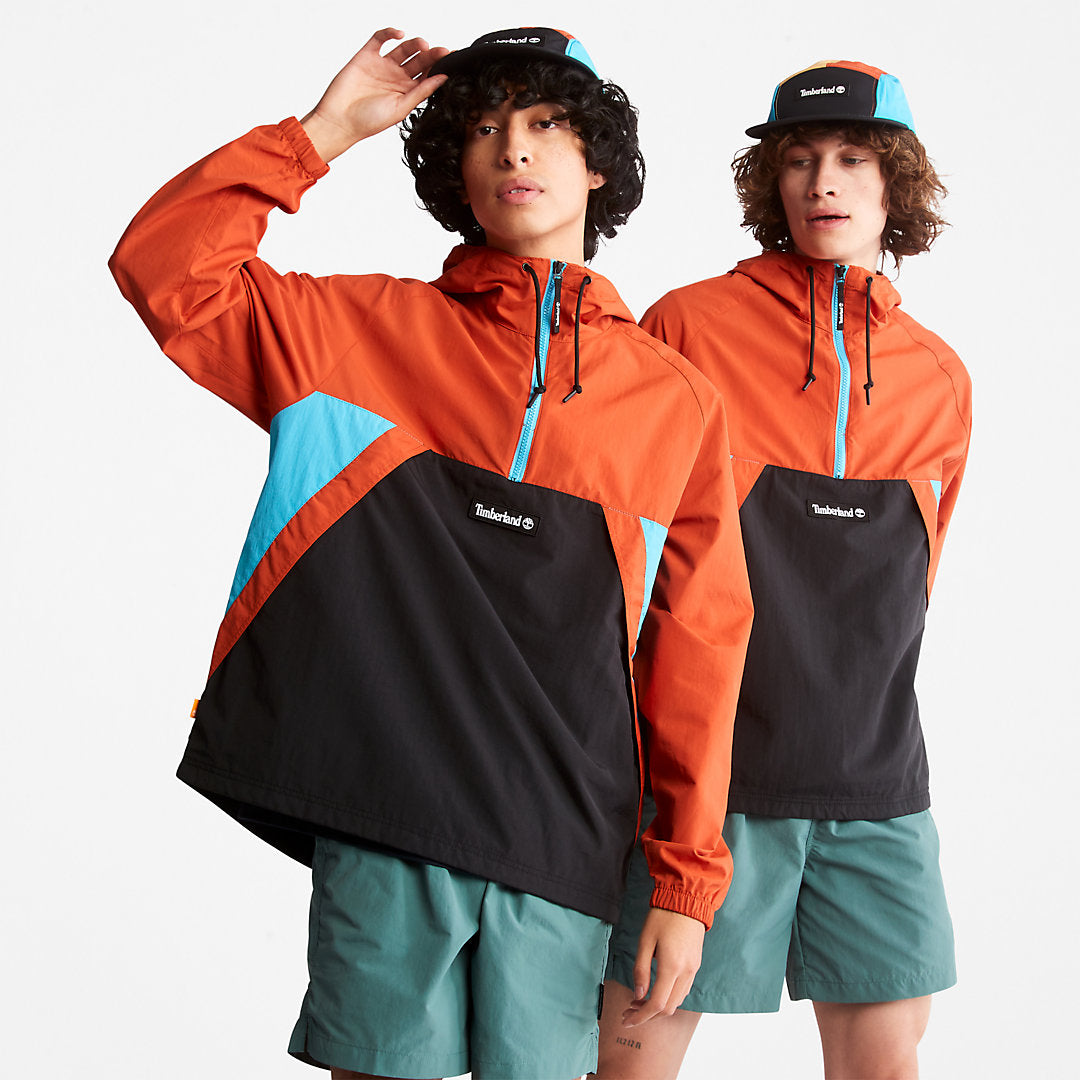 Mens Timberland DWR Zip-Neck Windbreaker for All Gender in Orange