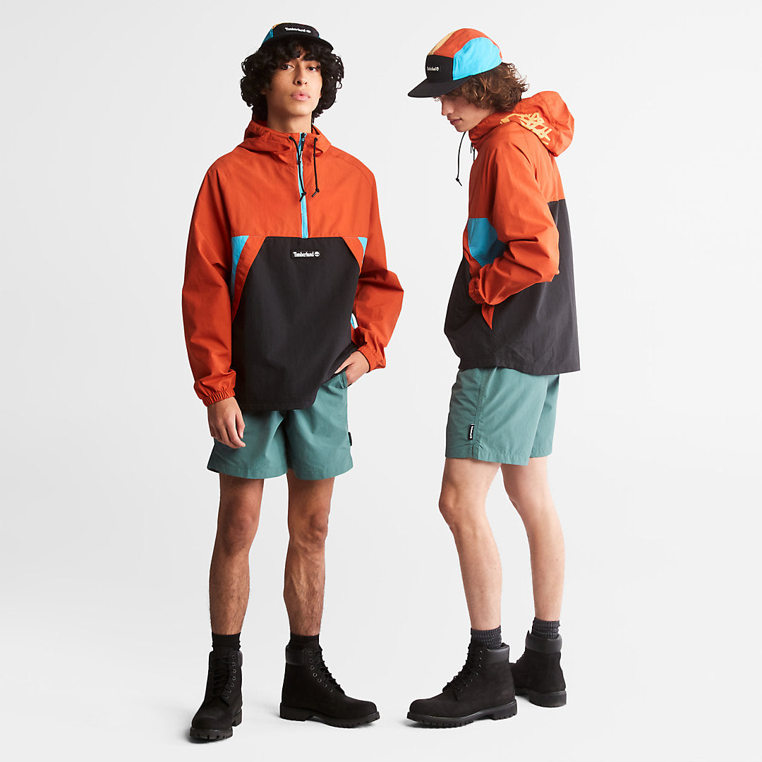 Mens Timberland DWR Zip-Neck Windbreaker for All Gender in Orange