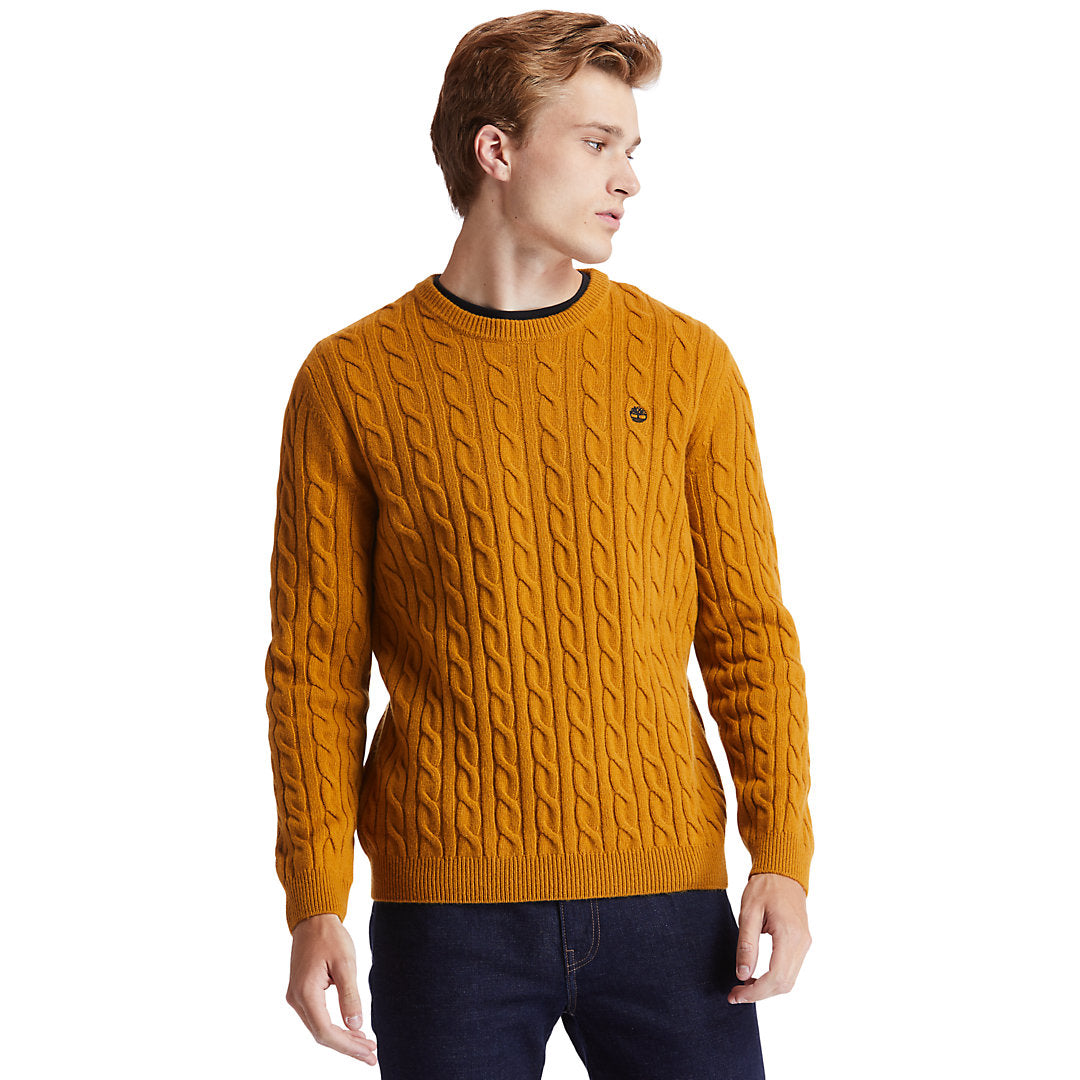 Mens Timberland Phillips Brook Cable Sweater for Men in Yellow