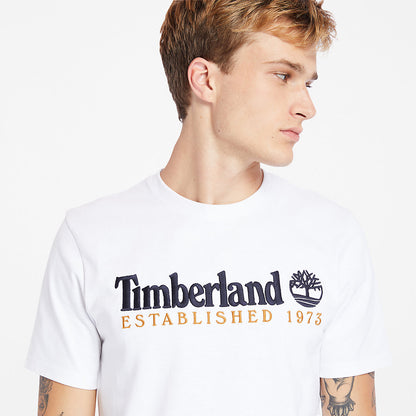 Mens Timberland Outdoor Heritage Linear-Logo T-Shirt for Men in White