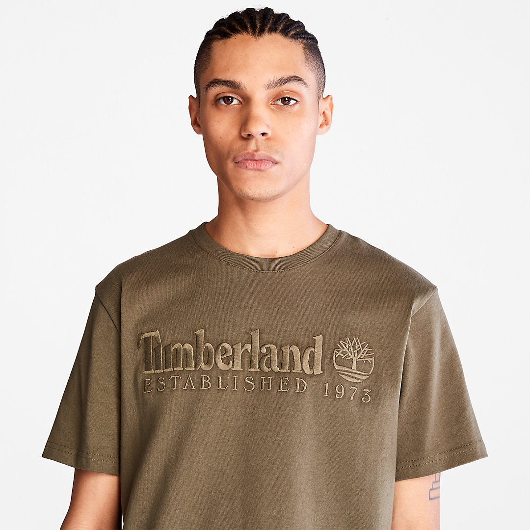 Mens Timberland Outdoor Heritage Linear-Logo T-Shirt for Men in Dark Green
