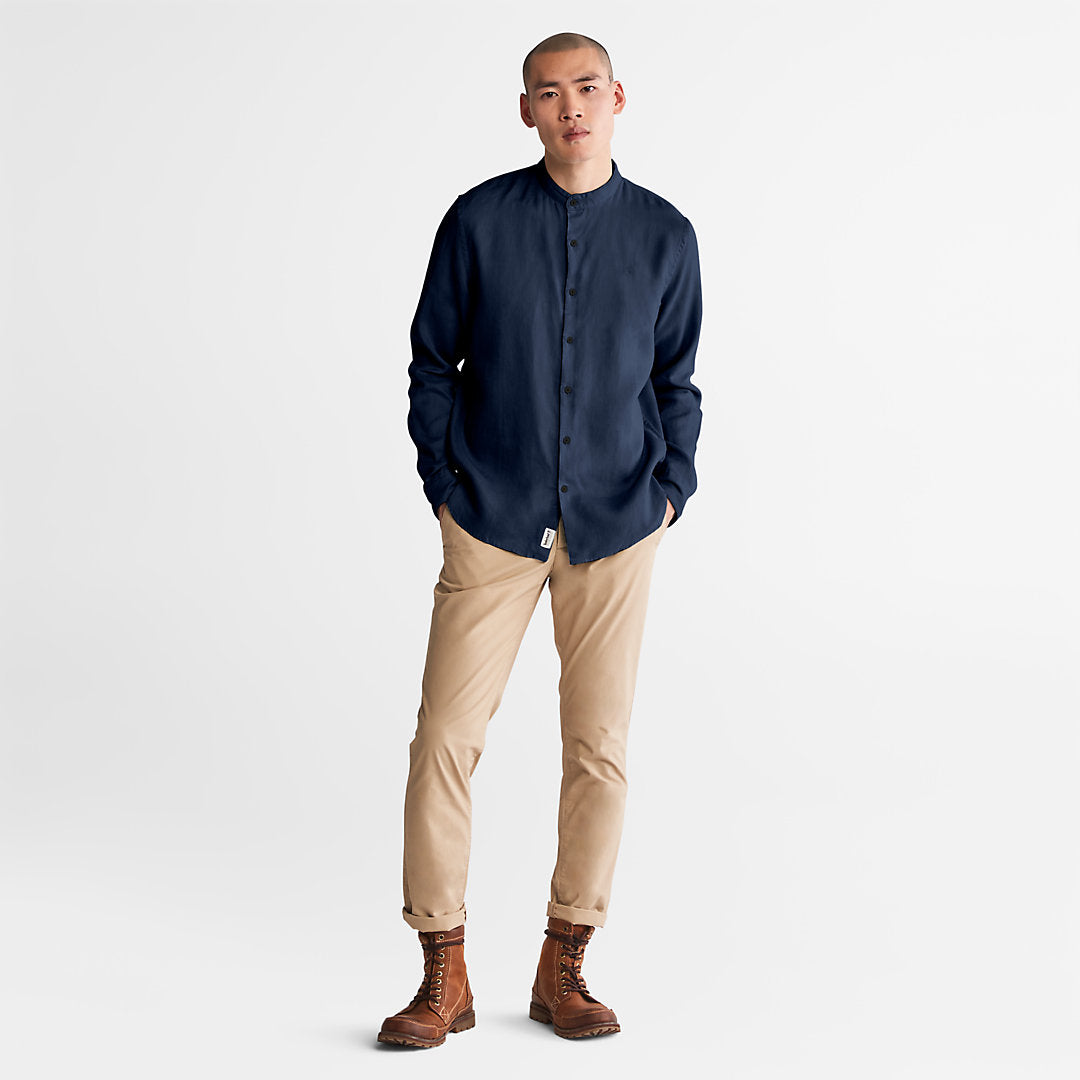 Mens Timberland Mill River Linen Shirt for Men in Navy